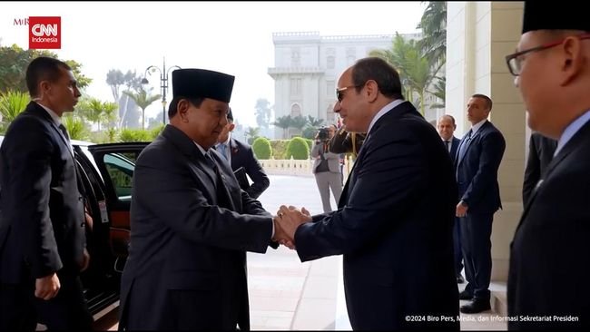 Momen Pertemuan Prabowo dan Presiden El-Sisi di Kairo Mesir