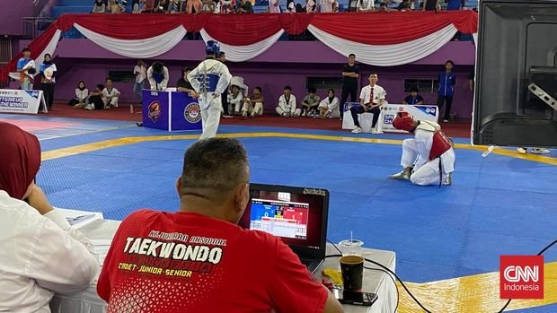 Kejuaraan Taekwondo Pancasila Cup 2025 di GOR Ciracas, Jakarta Timur, Jumat (10/1).