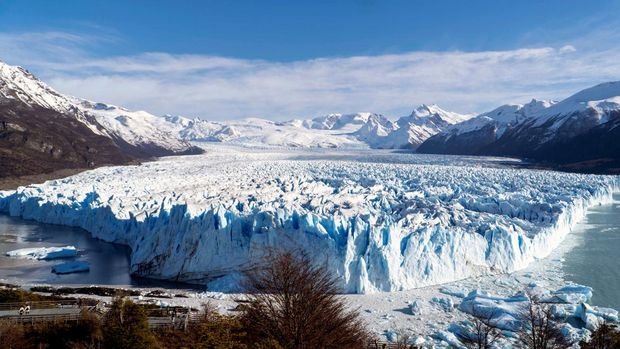 View of the Perito Moreno Glacier at Los Glaciares National Park, near El Calafate, Santa Cruz province, Argentina, taken on August 13, 2024. (Photo by Walter Diaz / AFP)